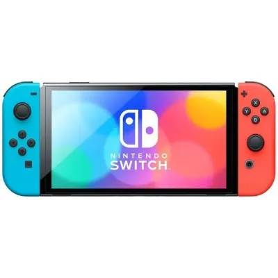 Nintendo Switch (modèle OLED) avec Joy-Con bleu néon / rouge néon — 3