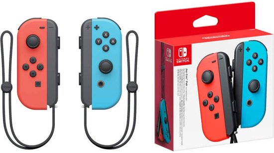 Paire de manettes Joy-Con rouge néon / bleu néon