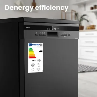 Lave-vaisselle pose libre Comfee FD1535E-DX L60cm 42db avec 15 couverts, 8 programmes — 2