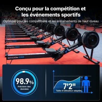 Rameur à air – R50 Air MERACH - 10 Niveaux – Siège Ergonomique - Facile à Ranger – Support téléphone - Bluetooth/App Exclusive — 3